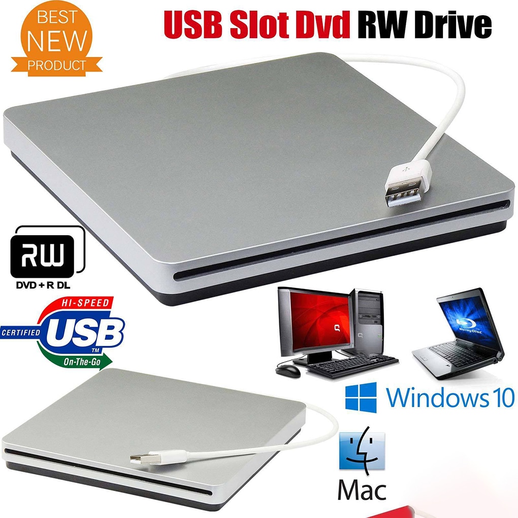 Externe usb-sleuf dvd cd rw-brander superdrive laptop desktop notebook draagbare dvd-brander