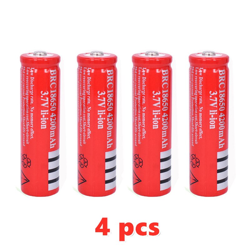 Originale 18650 batterier 3,7v 4200 mah wiederaufladbare liion batterie für led taschenlampe batery litio batteri + usb ladegerät: 4 stk batteri