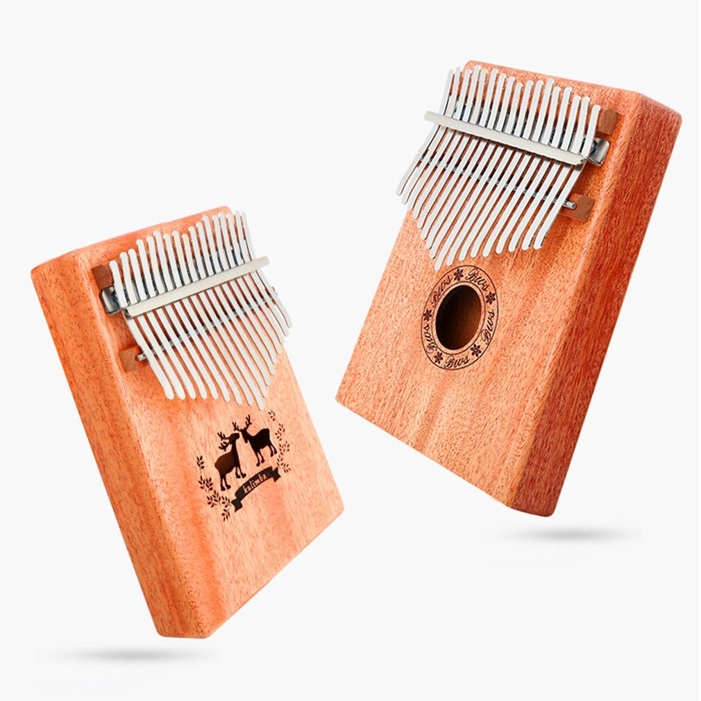 17 Key Kalimba Mahogany Thumb Piano Solid Wood Thumb Piano Finger Mini Keyboard Portable Instrument for Beginners