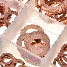 150PCS M6-M22 Diverse Koper Washer Pakking Set Platte Ring Afdichting Assortiment Kit met Plastic Doos Voor Hardware Accessoires