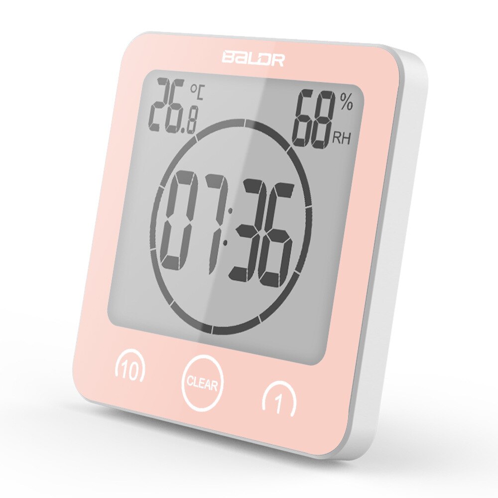 Brief LCD Digital Waterproof Water Splashes Bathroom Wall Clock Shower Clocks Timer Temperature Humidity Kitchen Washroom Timers: Red