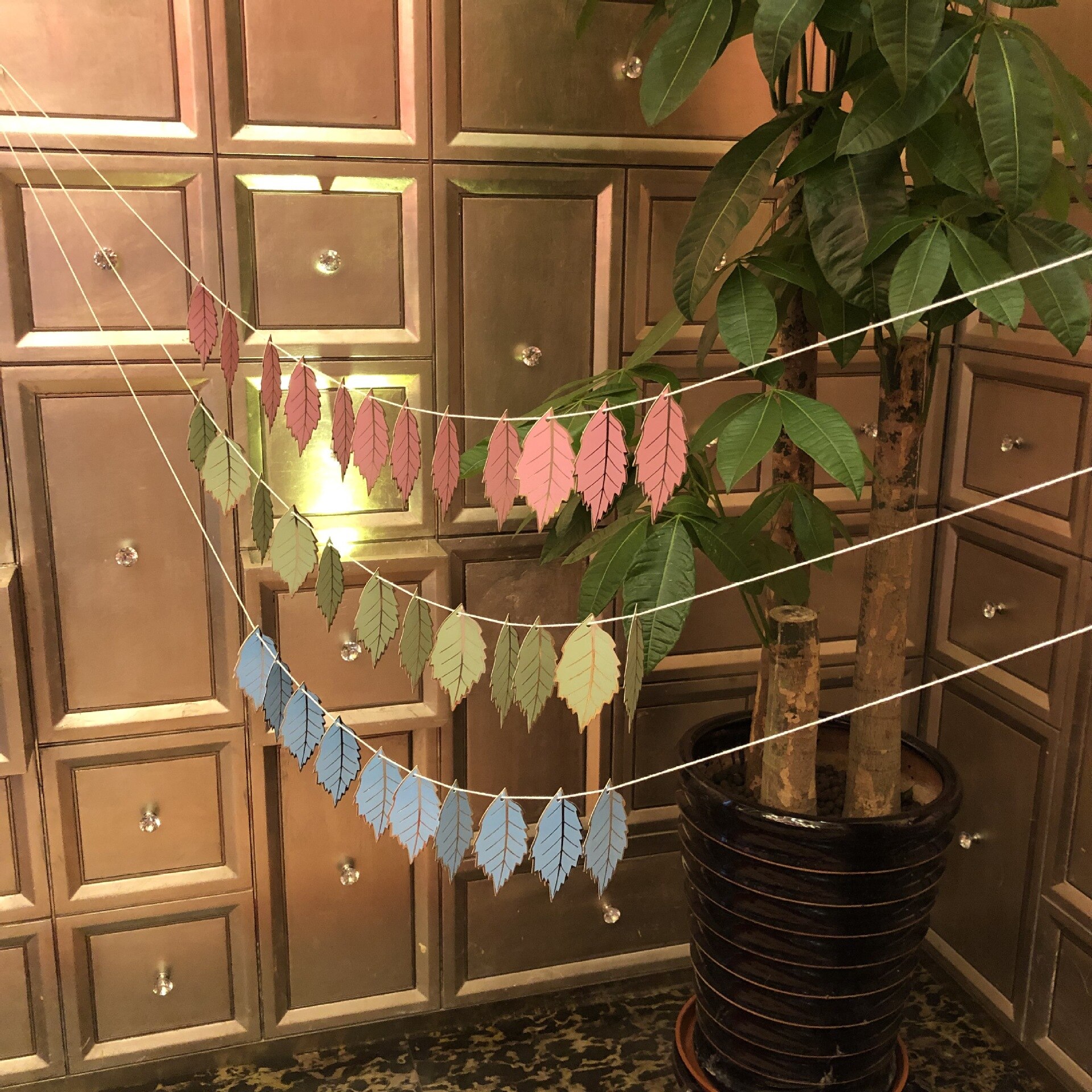 1Set Leaves Paper Flag Banner&amp;Flags Garland Floral Bunting Banners DIY Kids Birthday/Wedding Event Party Decoration Supplies