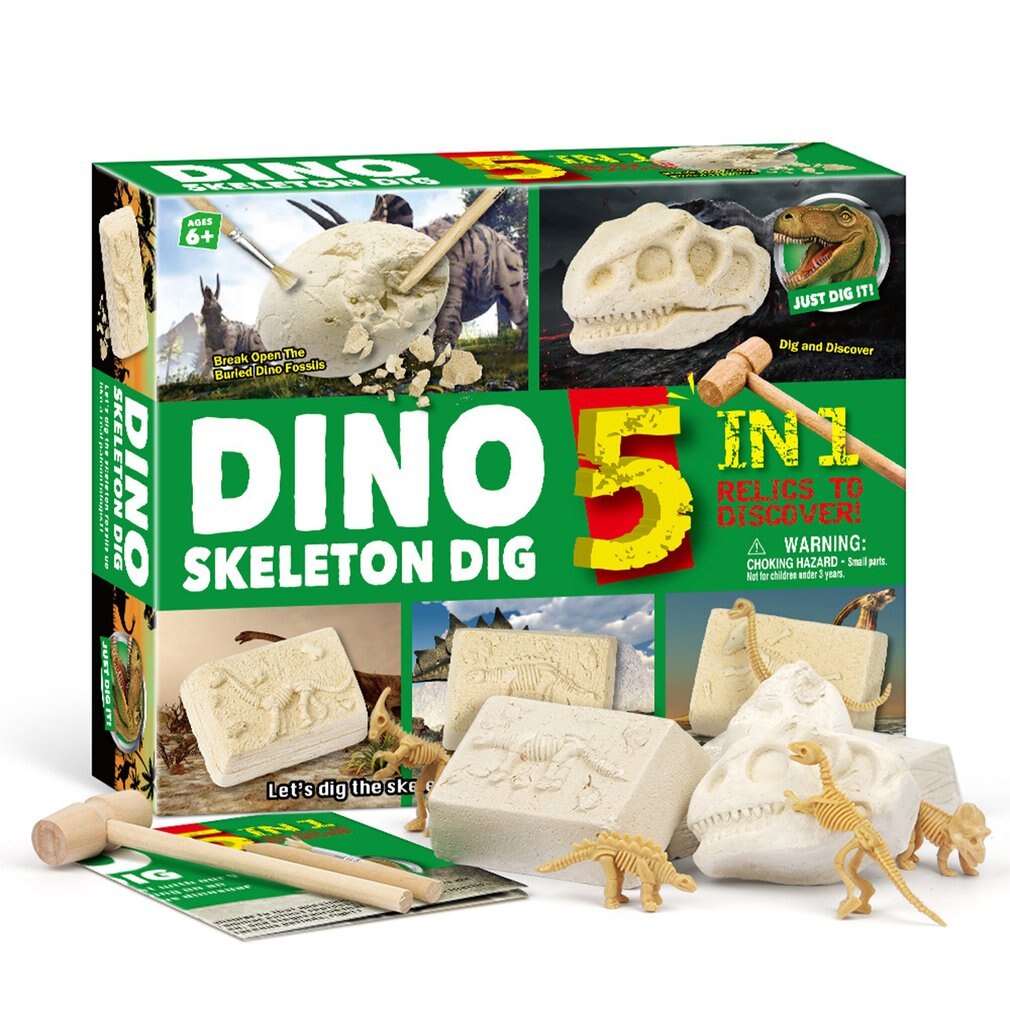 Giocattoli creativi per bambini fai da te scavare pinguino dinosauro pirata tesoro gemme esplorazione giocattoli di scavo: 5 In 1 dinosauro