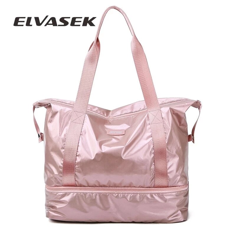 ELVASEK Reise Duffle Taschen ROSA Sporttasche Trocken Nass Trennung Yoga Tasche Multifunktions Handtaschen Große Kapazität Schulter Übernachtung Tasche