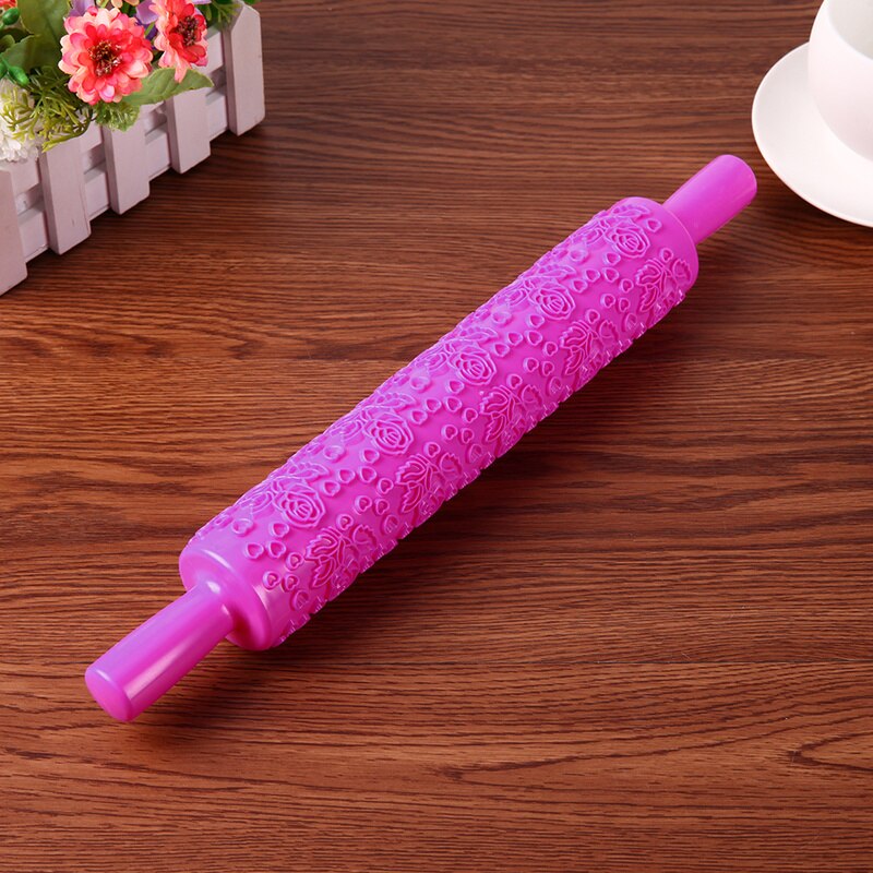 1 Pcs Pastic Non-stick Fondant Rolling Pin Embossing Cake Deeg Roller Decorating Cake Roller Ambachten Diy Bakken Keuken gereedschap