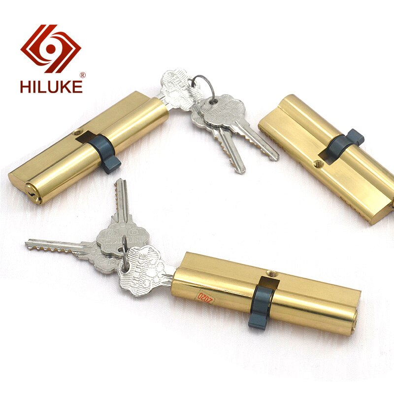 HILUKE 100mm brass alloy security double open lock cylinder three brass keys for wooden door lock core hihg
