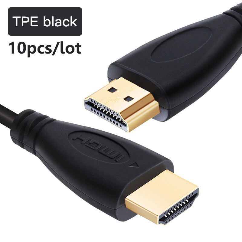 10pcs/Lot HDMI Cable High Speed 1080P 3D Gold Plated Video Cables for HDTV Laptop Computer 0.3m 1m 1.5m 2m 3m 5m 7.5m 10m 15m: Black / 0.3m