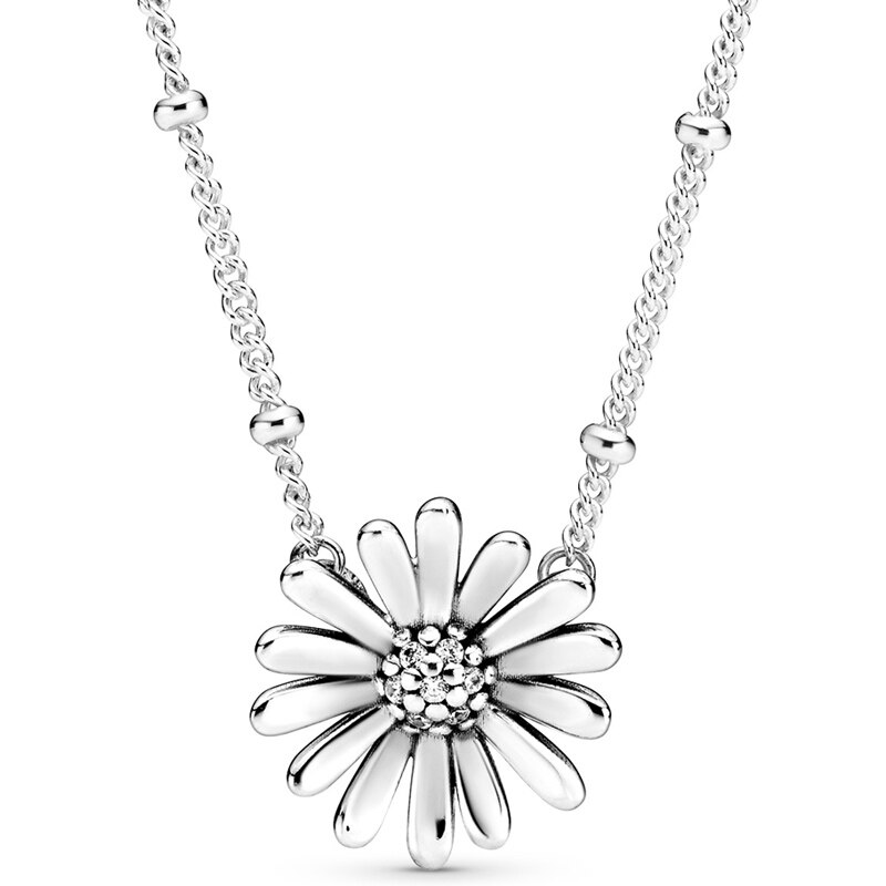 Funkelnden Unendlichkeit Pflastern Gänseblümchen Blume Collier Mit Kristall Halskette Für Frauen Europa Schmuck 925 Sterling Silber Halskette: 1