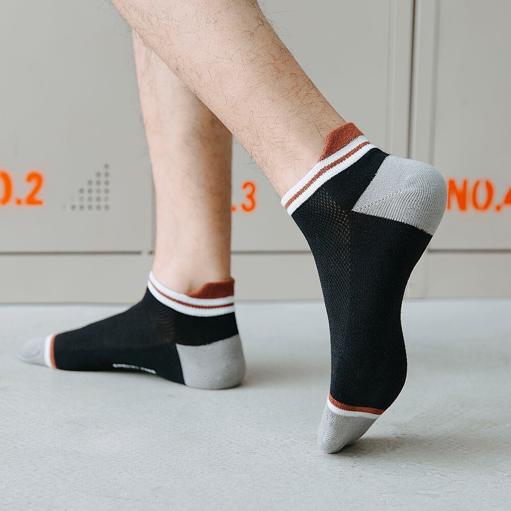 Kesä ja kevät puuvillasukat värikkäät miesten venesukat matalat hikeä imevät miesten sukat 5 paria/erä