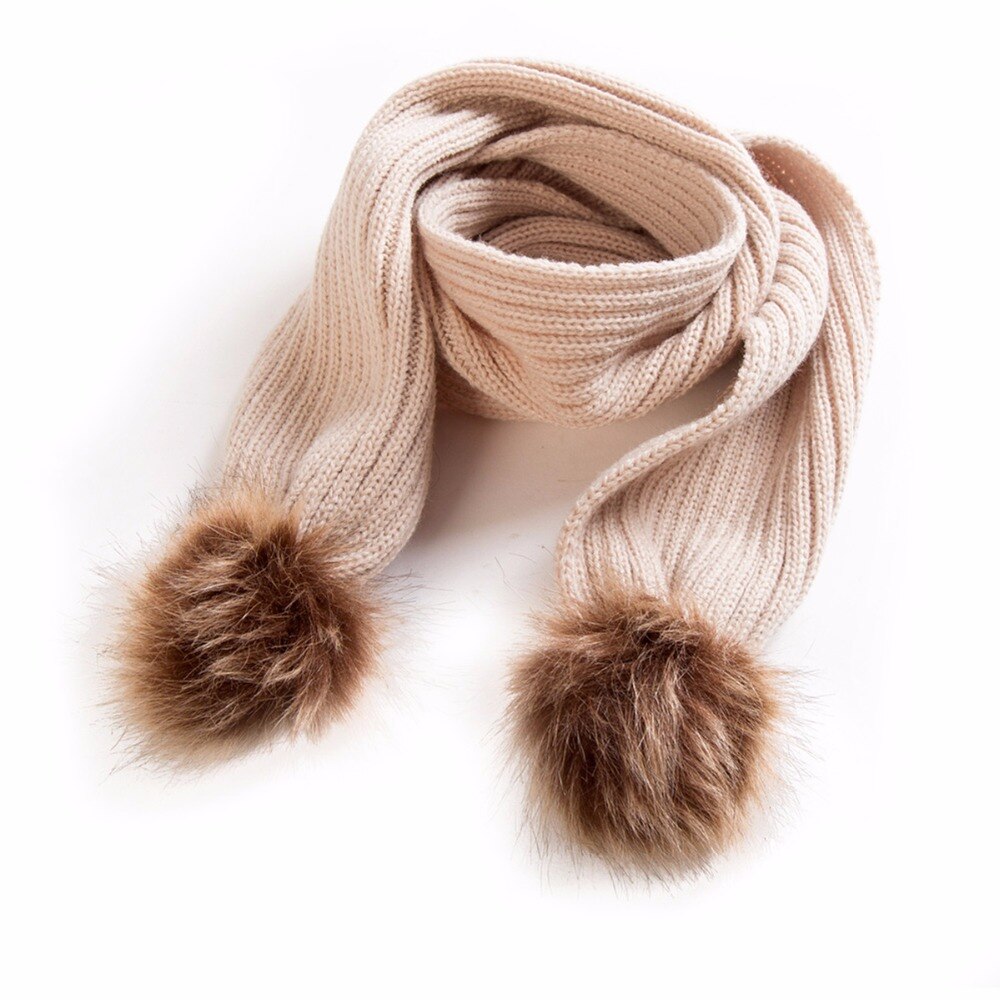 Half a discount Puseky Kid Baby Double Ball Fur Decor Winter Warm Knitted Crochet Necke Scarf
