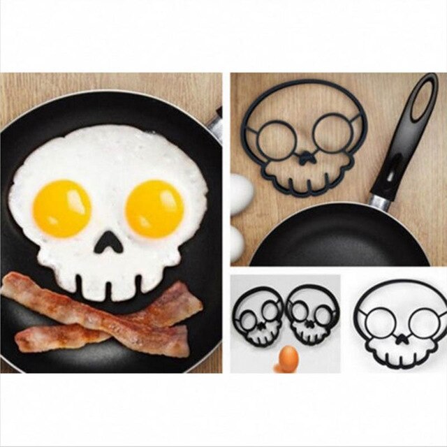 Sjove silikone ægringe nonstick omelet æggeform til gør-det-selv morgenmad æg stegt pandekage forme kanin kranie køkkenredskaber: Kranium