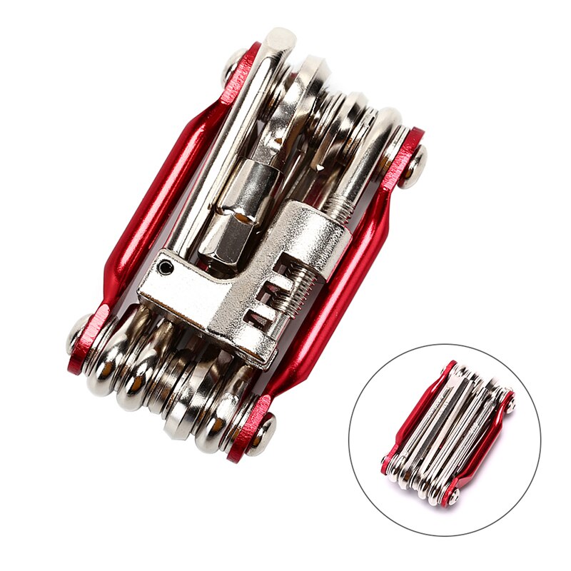 10 In 1 Kit Set Multi-Tool Fiets Reparatie Tools Hex Spaaksleutel Schroevendraaier Road Mtb Bike Draagbare Fietsen gereedschap: RD