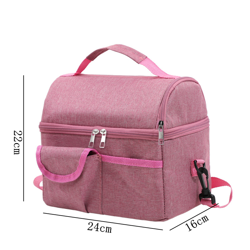 Large Capacity Square Thermal Lunch Bags Portable Cooler Bag Insulated Food Bags for Work School Picnic Bento Bags with Zipper: Ivory