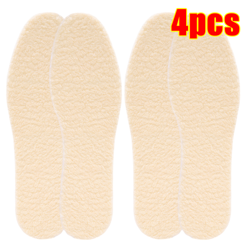 Palmilhas de lã de cordeiro natural das mulheres dos homens inverno manter quente palmilha de lã macia engrossar sapatos de caxemira inserção almofadas de sapato térmico: Preto / 3.5