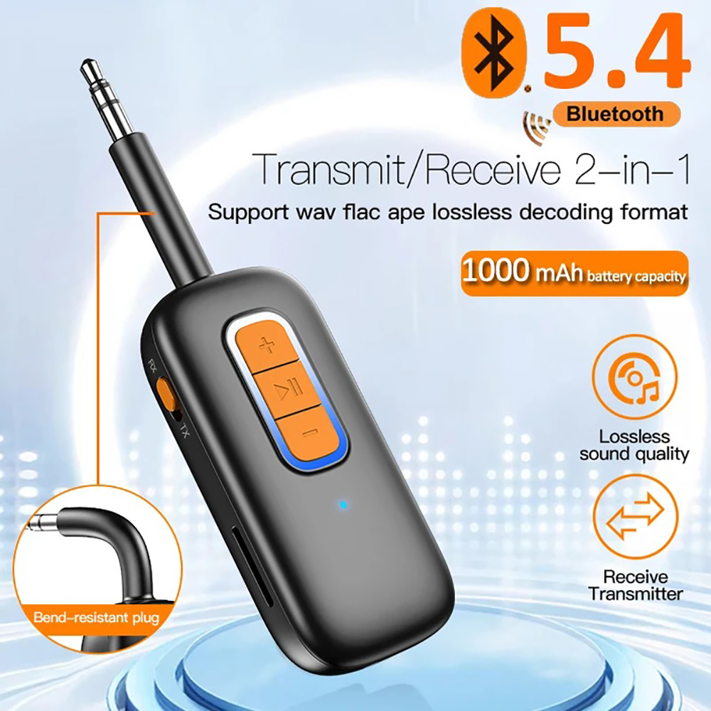 Bluetooth 5.4 Audio Transmitter and Receiver 2 In 1 Wireless 3.5mm Aux Audio Adapter Bluetooth Transmitter for TV Car Headphones