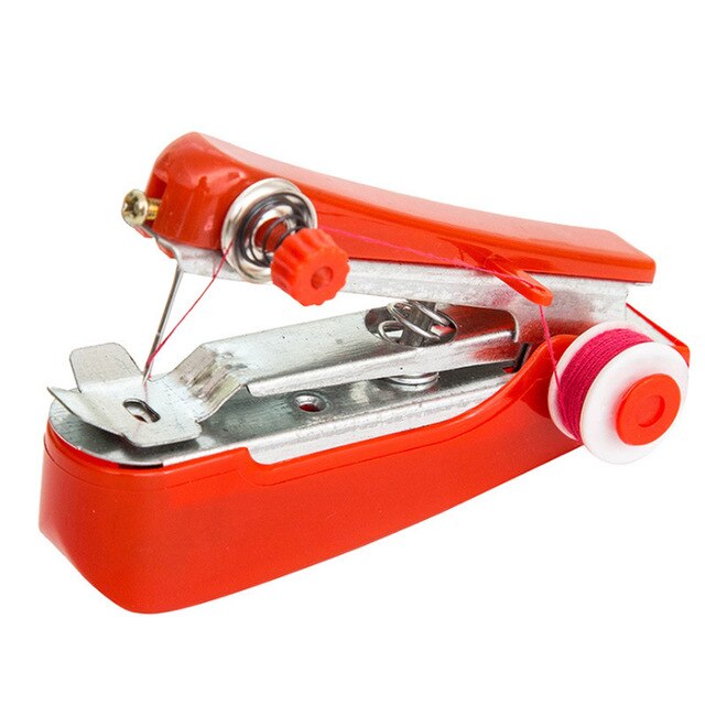 Red Mini Sewing Machines Needlework Cordless Hand-Held Clothes Useful  Portable Sewing Machines Handwork Tools Accessories