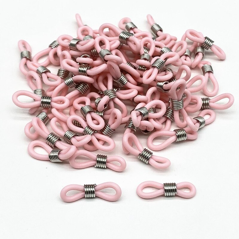 100 sztuk/partia okulary łańcuch gumy silikonowej pierścień antypoślizgowe DIY złącze pasek oczka liny okulary przewód akcesoria: Pink