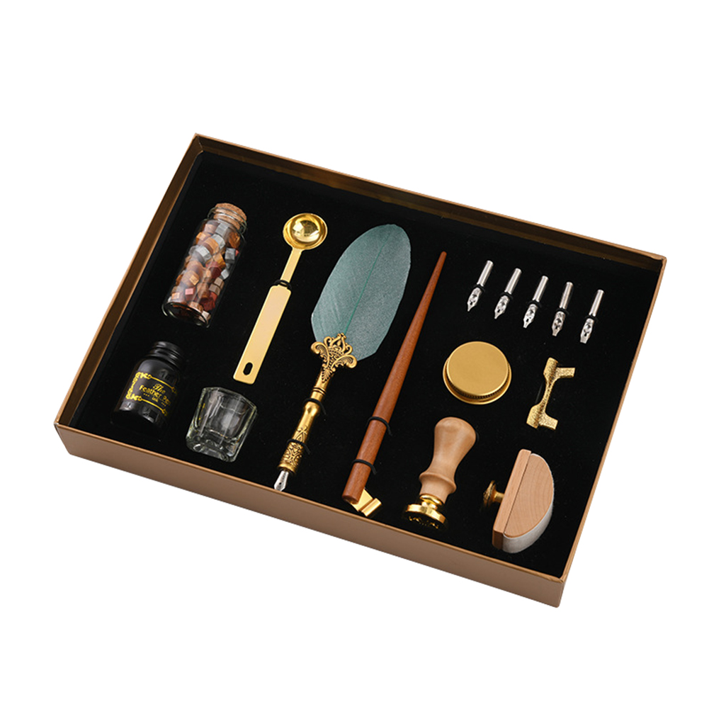 Kalligrafie Veer Dip Pen Schrijven Inkt Set Briefpapier Box Met 5 Nib Bruiloft Quill Pen Desi Fontein Bruiloft Pennen: 19