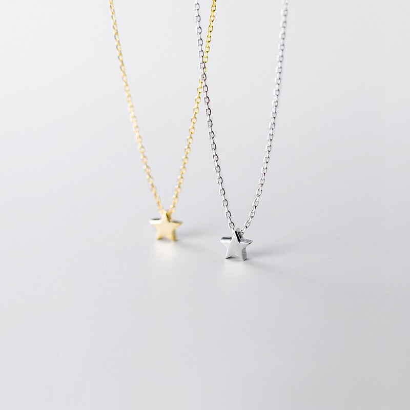 La Monada Silver Chain Necklace For Women Cute Glossy Star Minimalist Silver 925 Jewelry On The Neck Womens Necklaces