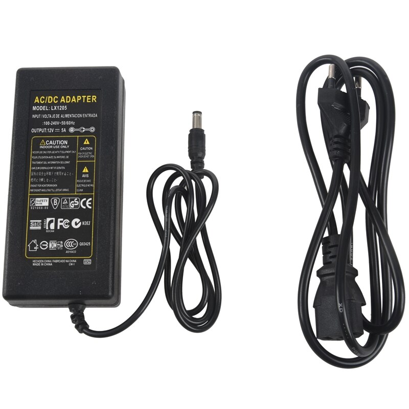 12V 5A 60W Voeding Adapter Voor Led Light Strip Rgb Smd 3528 5050