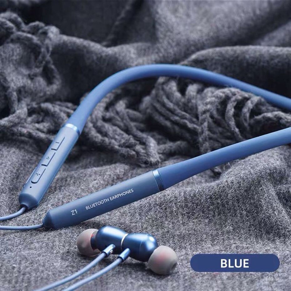 Auriculares inalámbricos 003 con Bluetooth, cascos magnéticos con banda para el cuello, resistentes al agua, deportivos, HiFi, con cancelación de ruido y reproductor de MP3: Blue