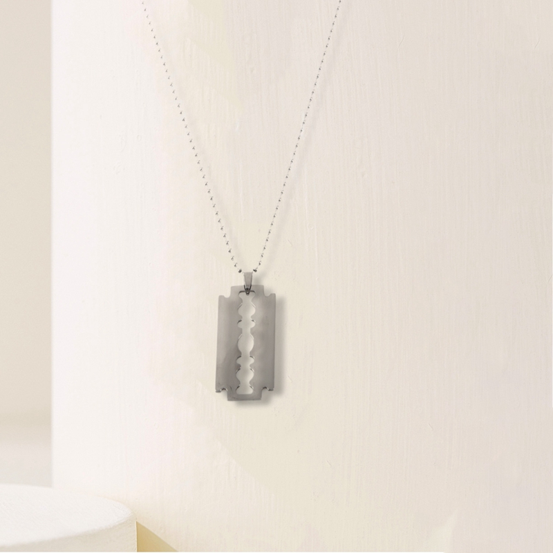 WSFS heren Rvs Scheermesje Hanger Collier Zilveren