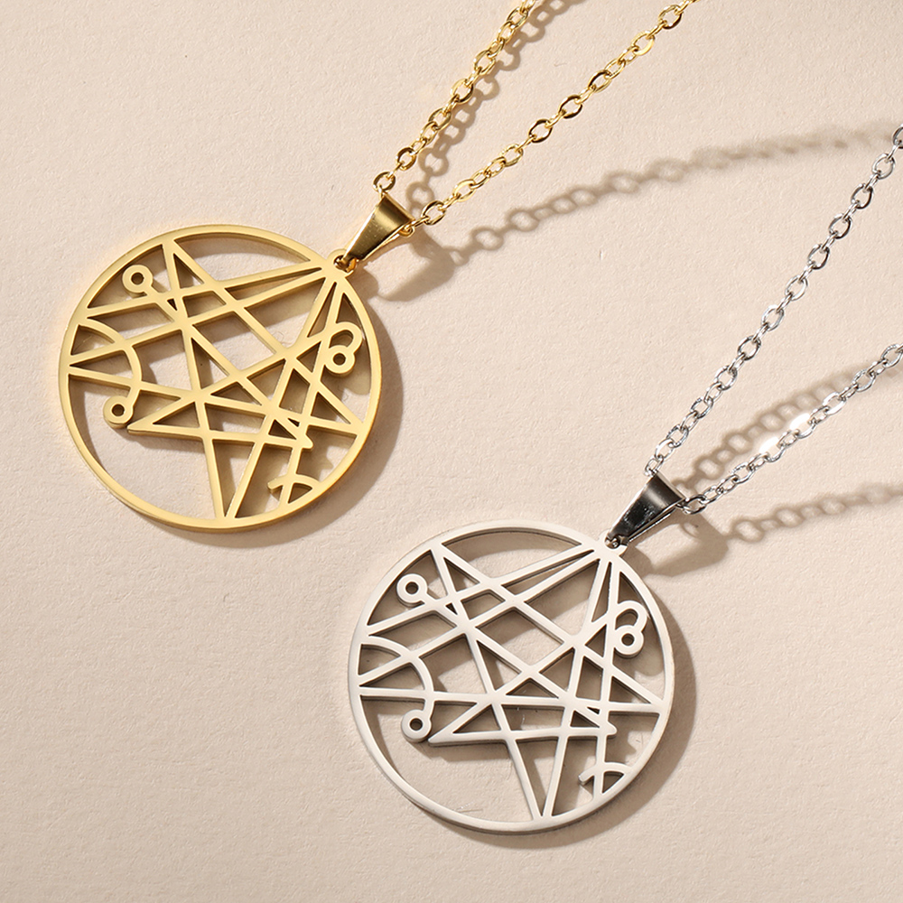 Dawapara Necronomicon Necklace Book of Dead Pendant Sigil of The Gateway Stainless Steel Talisman Jewelry