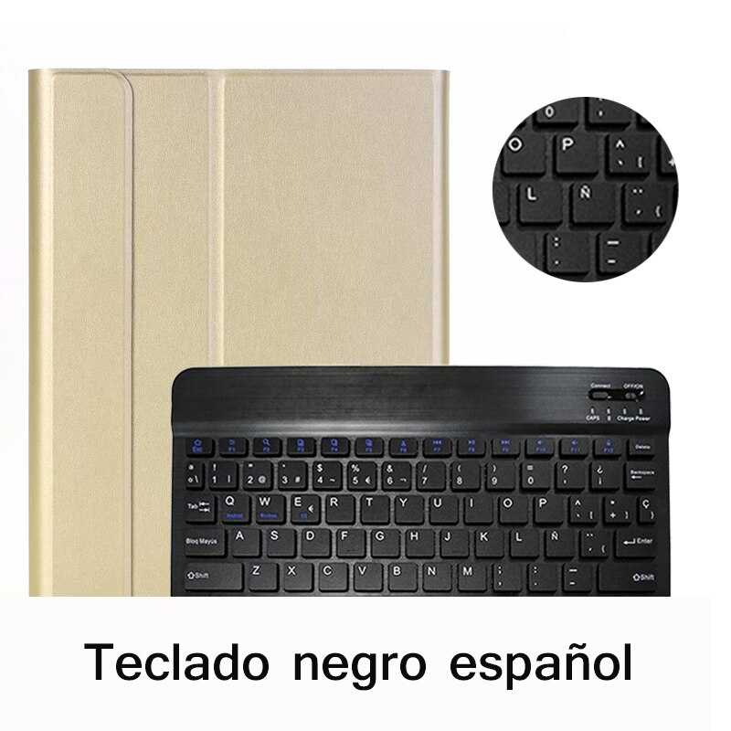 Slim Coque for iPad mini mini 5 Keyboard Case A2133 A2124 Russian Spanish Language Keyboard Cover for iPad mini 5 Case: Spanish Golden