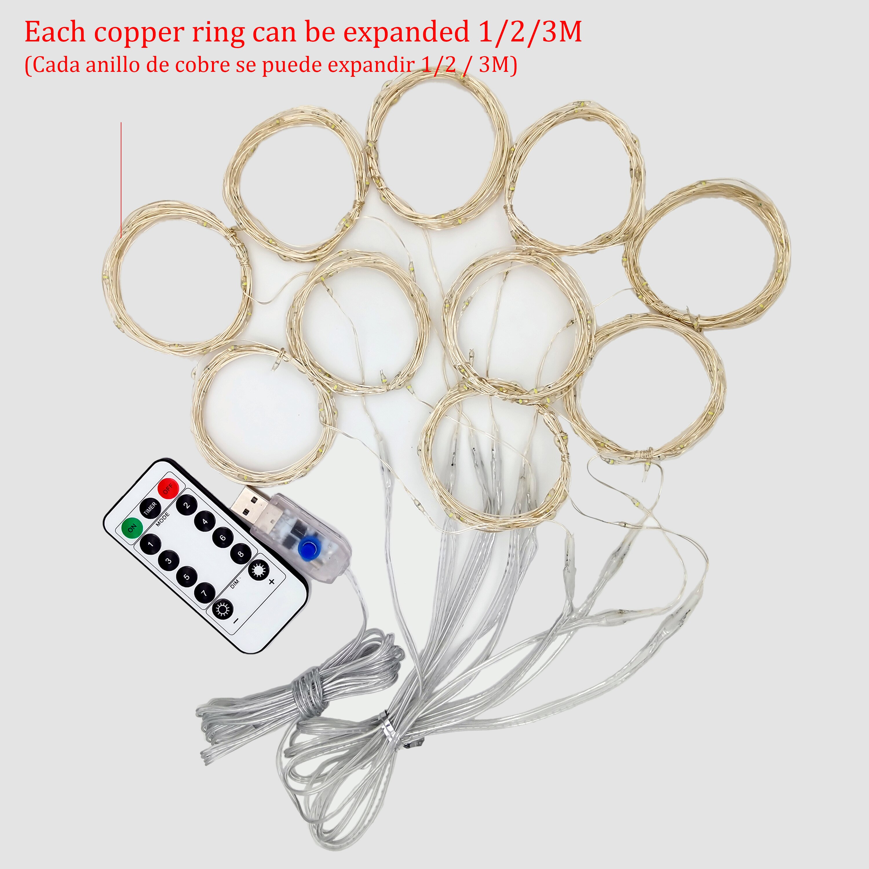 3x3m LED Fairy String Lights Remote Control USB Year Garland Curtain Lamp Decoration For Home Bedroom Window