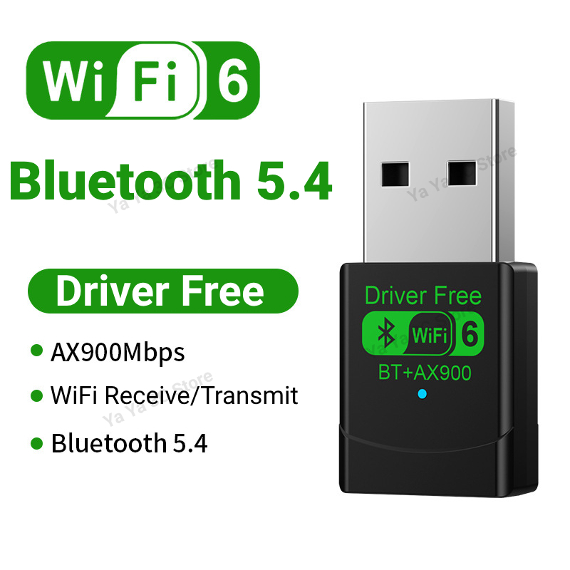 900Mbps WiFi USB Adapter 2 in 1 Bluetooth 5.4 Wifi 6 Network Card 2.4G/5Ghz WiFi Lan Receiver For PC/Laptop Win10/11 Driver Free: Gold