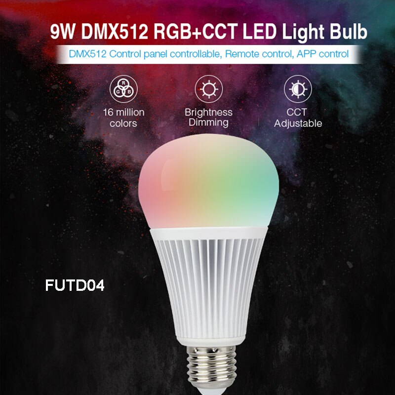 MiBOXER 9W E27 DMX512 RGB+CCT LED Light Bulb Lamp,DMX 512 LED Transmitter,DMX512 RGB+CCT Strip Controller,FUTD01/FUTD04/FUT039: FUTD04  only