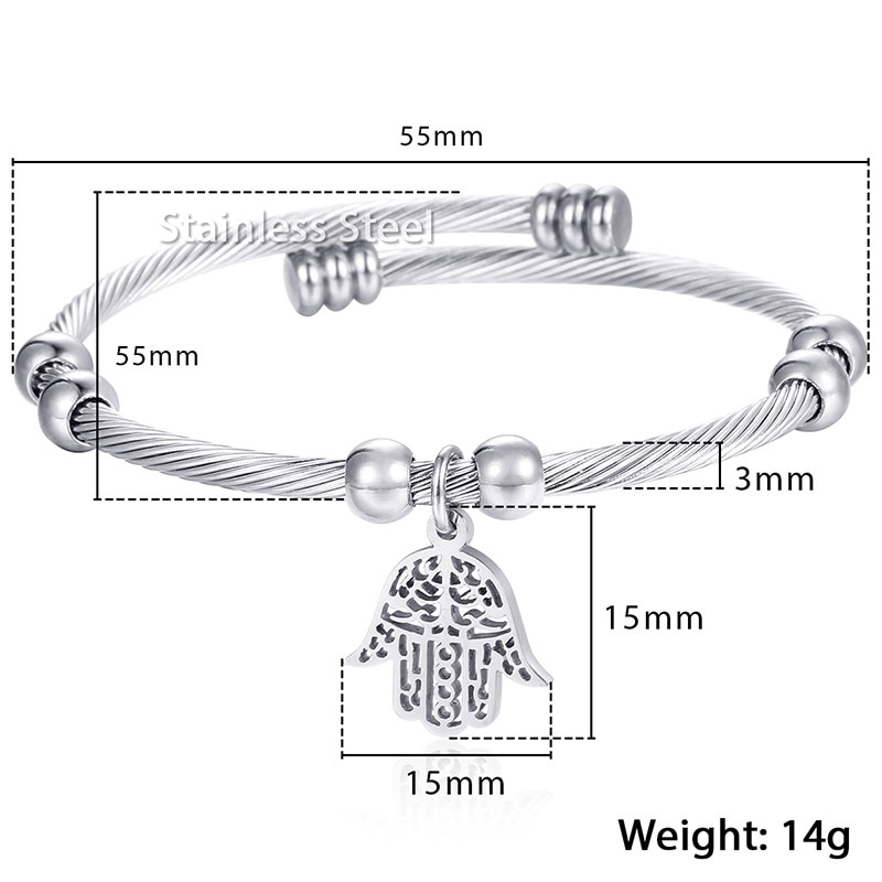 Kvinners armbånd hjerte tre hånd sjarm armring gull farge rustfritt stål armbånd for kvinne smykker 3mm kkgm 45