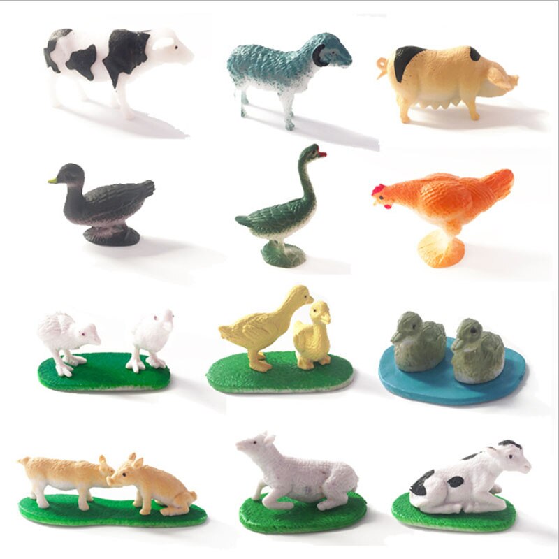 Simulation Insect Animal Model Kids Toys Marine Life Farm Animals Children's Early Education Toy 12PCS Per Model Brain Gme: 20