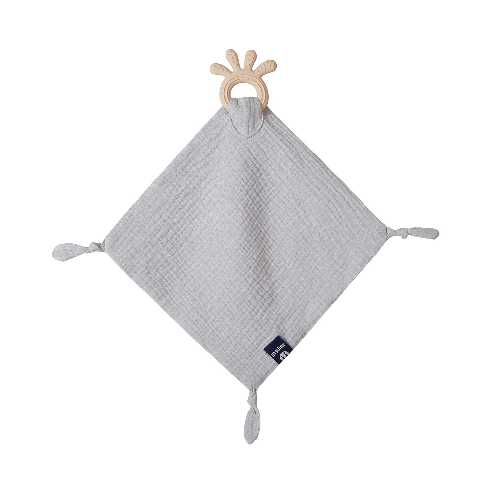 Baby Items Cotton Gauze Soothing Towel Molar Stick Teether Handkerchief Play Portable Toy: light gray