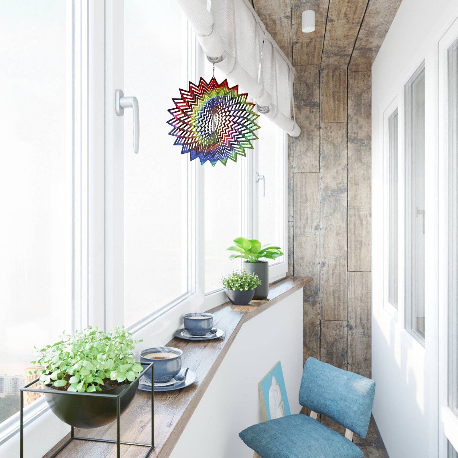Wind Chimes Stainless Steel Wind Spinner- 3d Indoor Outdoor Garden Multicolor Home Decoration Ornament Hanging Decorations