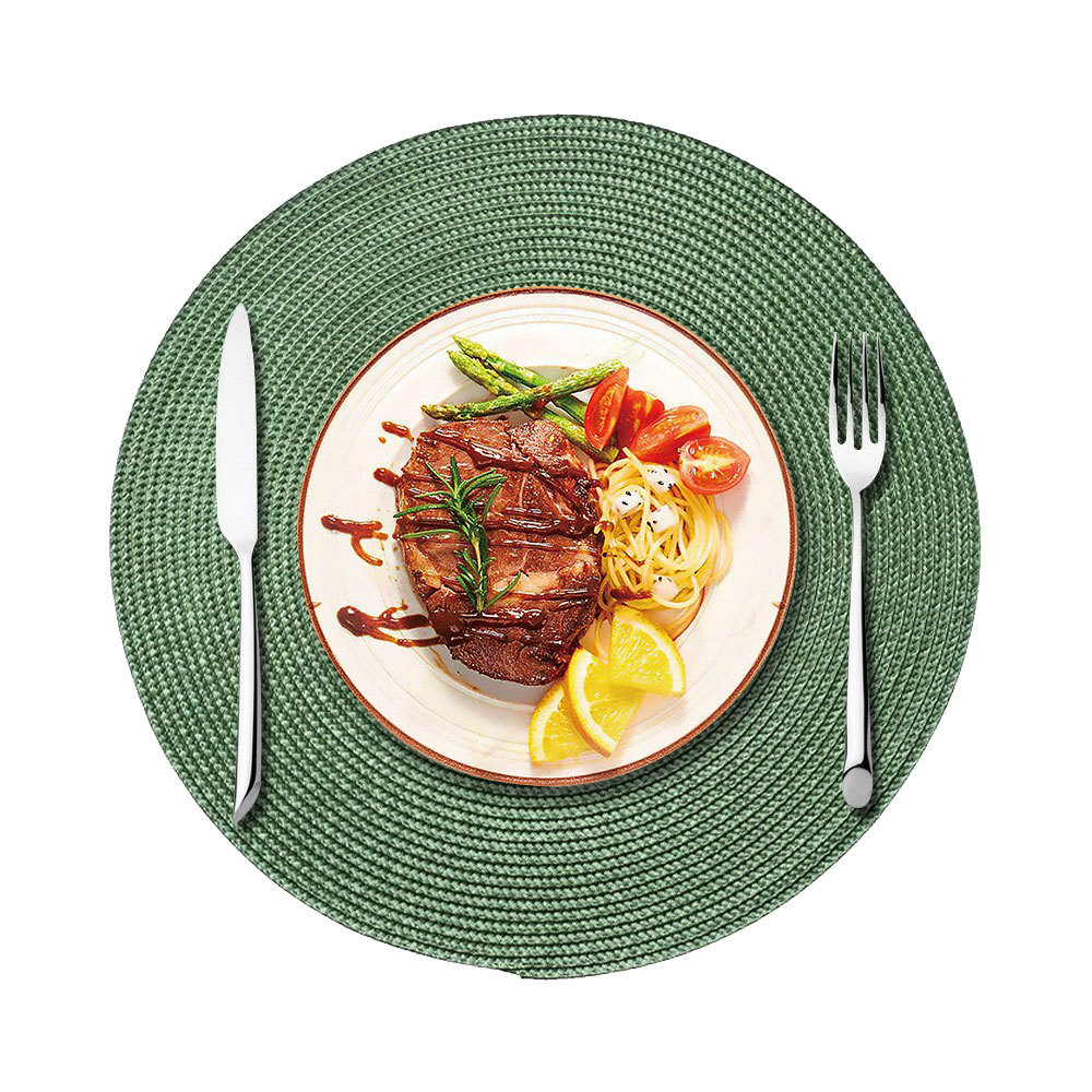 Mantel Individual redondo de 38cm para el hogar, tapete aislante de PP para mesa de comedor, tapete de comedor tejido biodegradable para cocina, mesa de comedor de Navidad, decoración de: Castaño