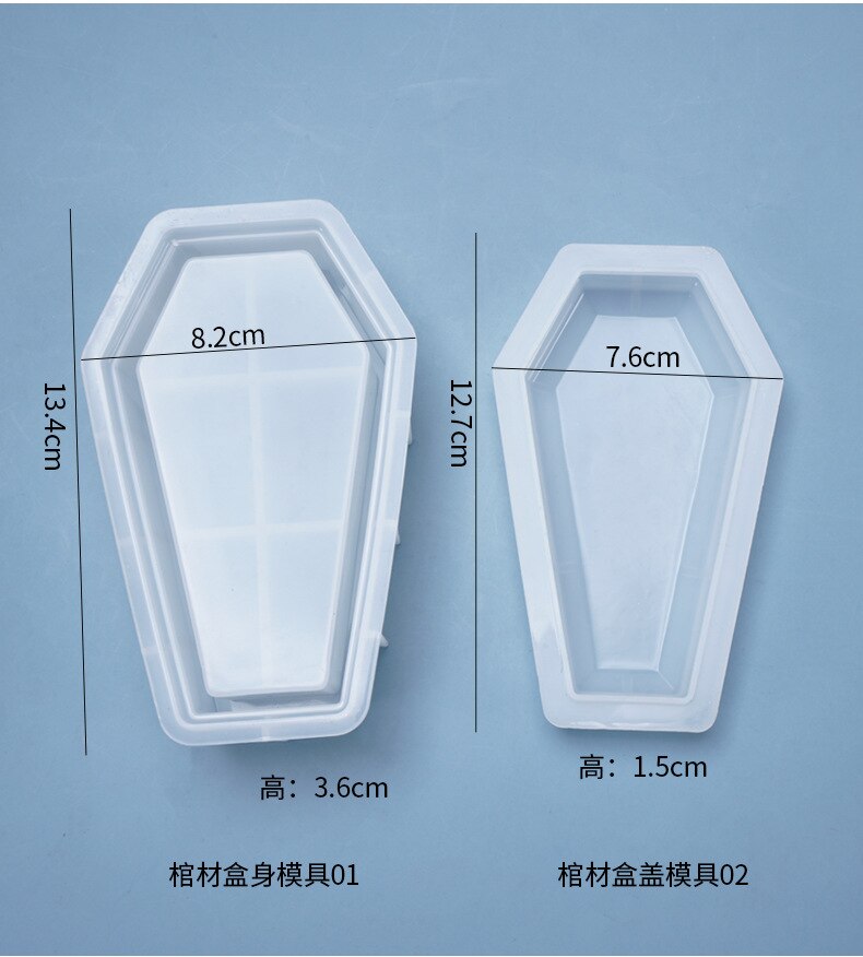 Diy cristal caixão molde de silicone contendo caixa de armazenamento de jóias moldes de silicone para resina jóias fazendo molde de fundição artesanal: Mold 1