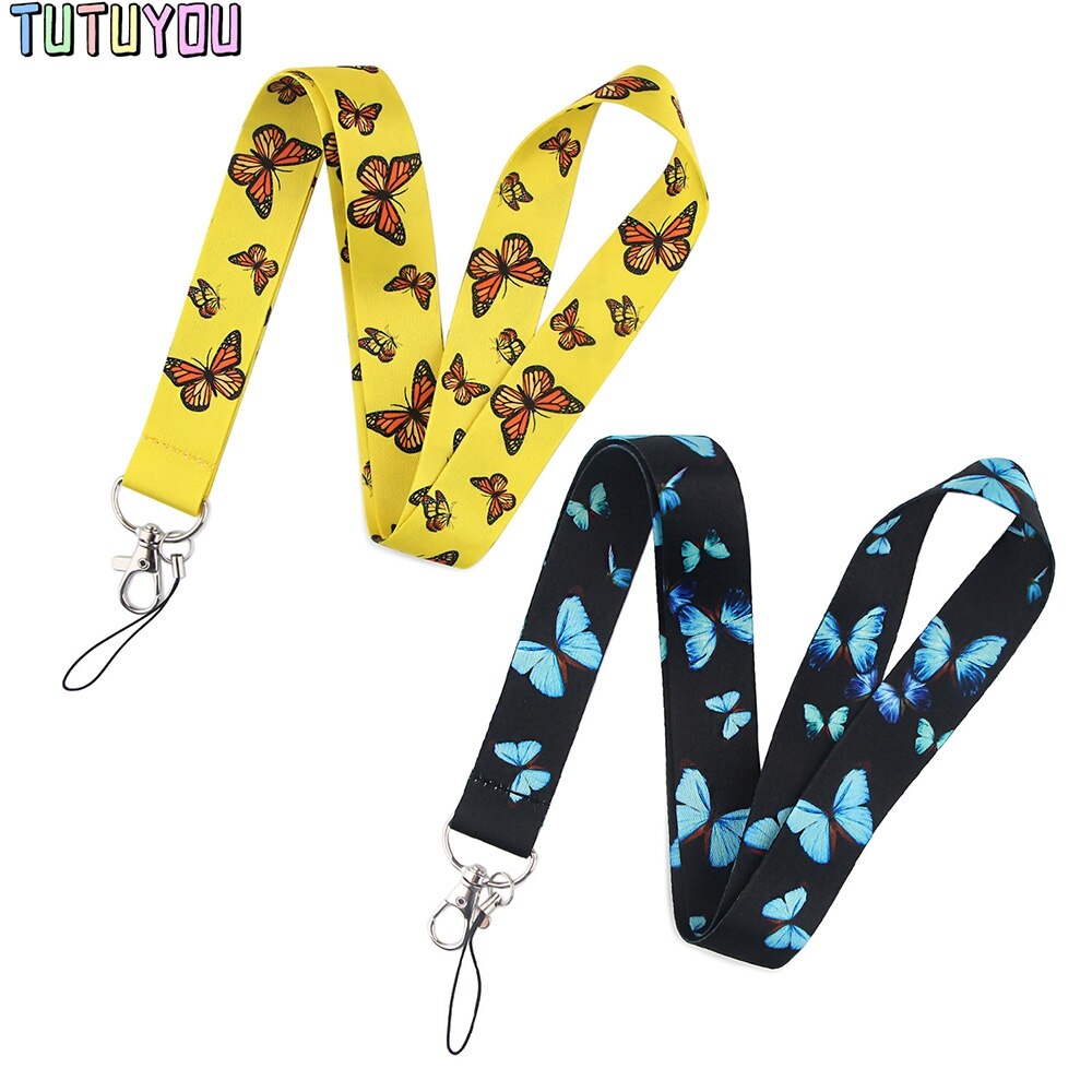 PC2075 Beautiful Butterfly Badge ID Lanyards Mobile Phone Rope Key Lanyard Neck Straps Accessories