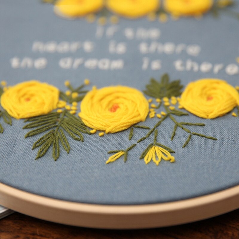 European DIY Embroidery Flower Pattern Handwork Needlework For Beginner with Embroidery Hoop Cross Stitch Kit Hanging Decor