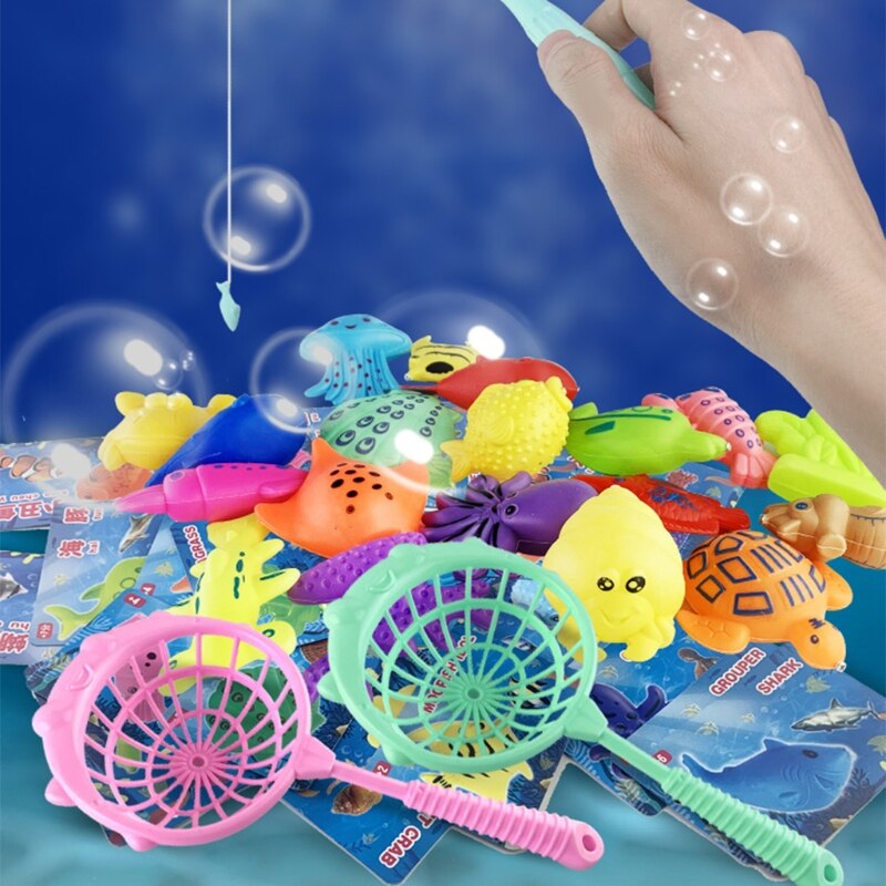 22pcs Jouets de pêche Jeu magnétique eau Articles de pêche Jeux multi