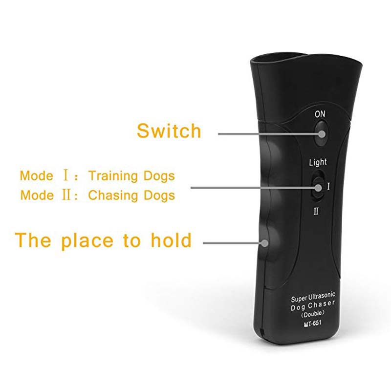Handheld Dog Repellent Dual Channel Electronic Animal Repellent Handy Ultrasonic Dog Training Pet Bark Stopper for Outdoor