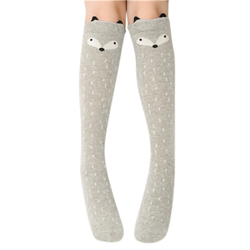 Cotton Cartoon Children's Baby Fox Socks With Bear Knee Highs Long Cute Infantil Kids For Girls Kniekousen 3-12 Years Old 1pcs
