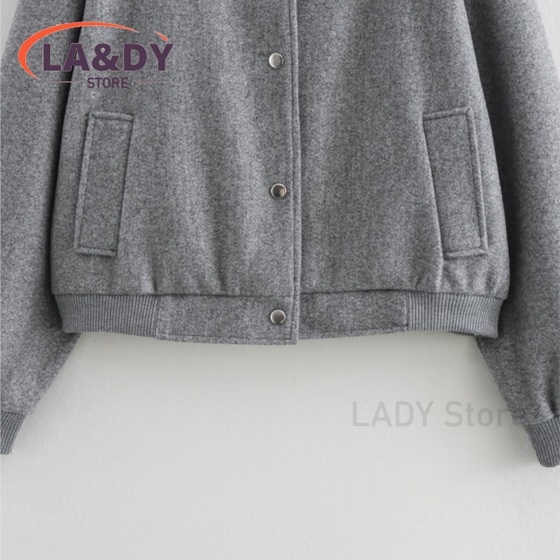 Giacca cappotto 2024 autunno donna moda sciolto monopetto colletto alla coreana femminile tinta unita Casual manica lunga tasche capispalla