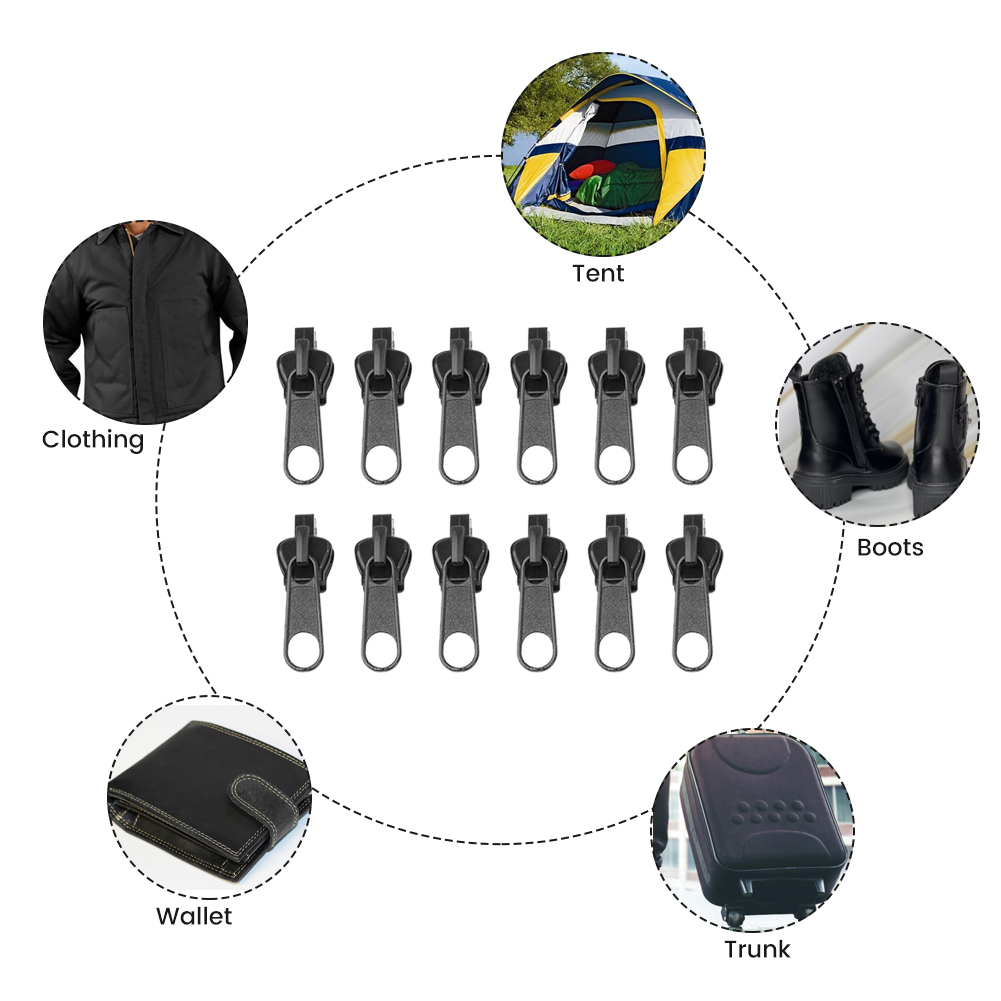 12 Stück Universal Instant Fix Reparatursatz Ersatz 3 Größen Zip Slider Zähne Rettung Neues Nähen Kleidung
