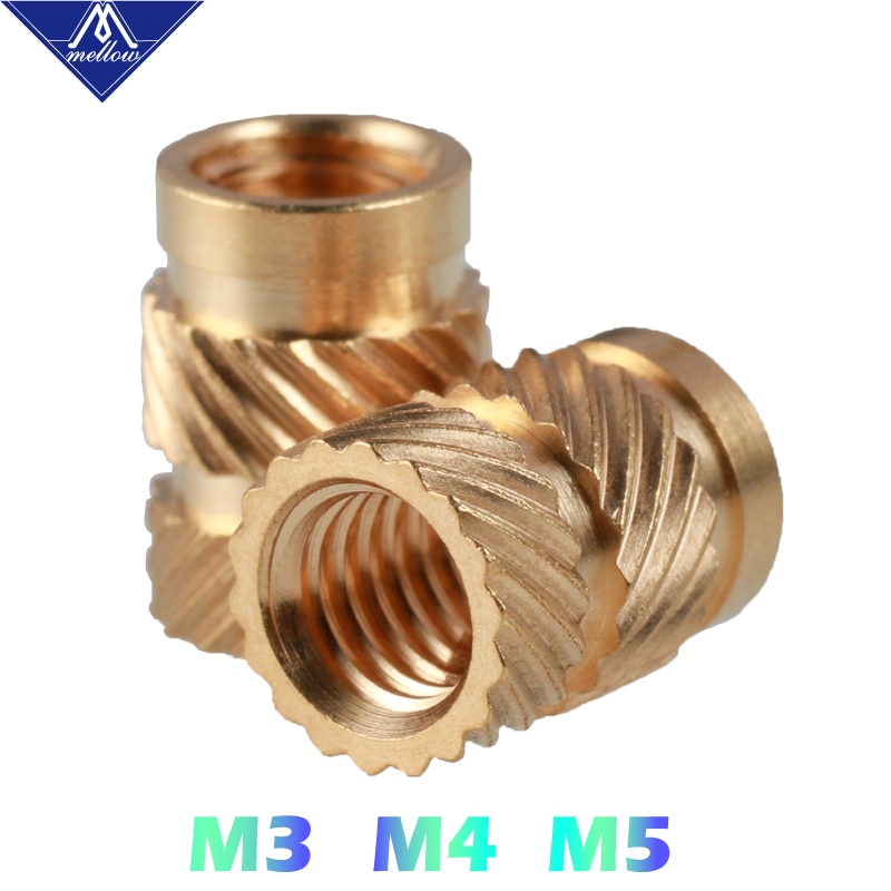 Mellow Brass Melt Inset Nuts Heating Molding Copper Thread 3D Printer SL-type Double Twill Knurled Injection Brass Nut