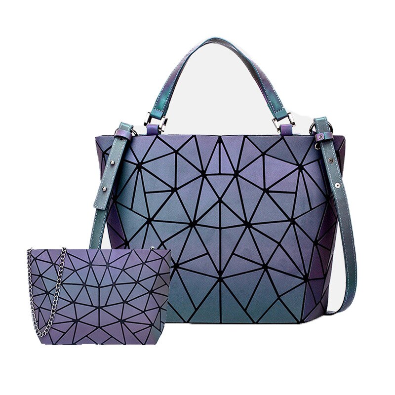 Mode Vrouwen Handtassen Tas Set Crossbody Tassen Voor Vrouwen Geometrische Lichtgevende Schoudertas Vrouwelijke Handtas En Portemonnee Draagtas: Handbag  Chain bag