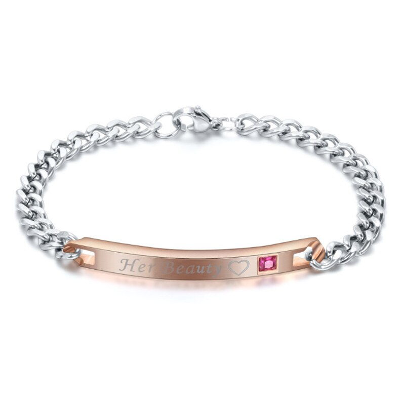 Modyle sa reine son roi noir couleur or Rose femmes hommes chaîne cristal Couple Bracelet pour hommes directe: 83030
