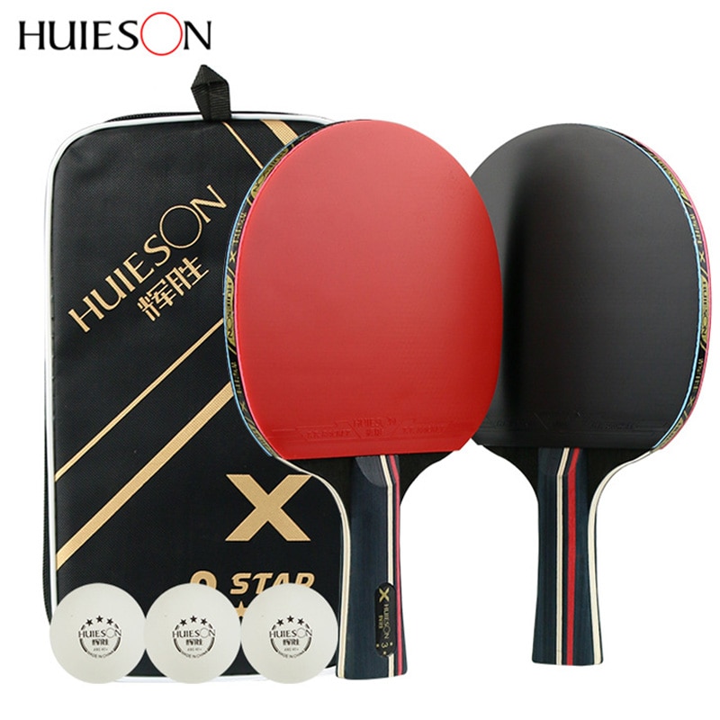 1Pair Huieson Table Tennis Rackets Rubber Carbon Pingpong Racket Short Long Handle Table Tennis Training Rackets