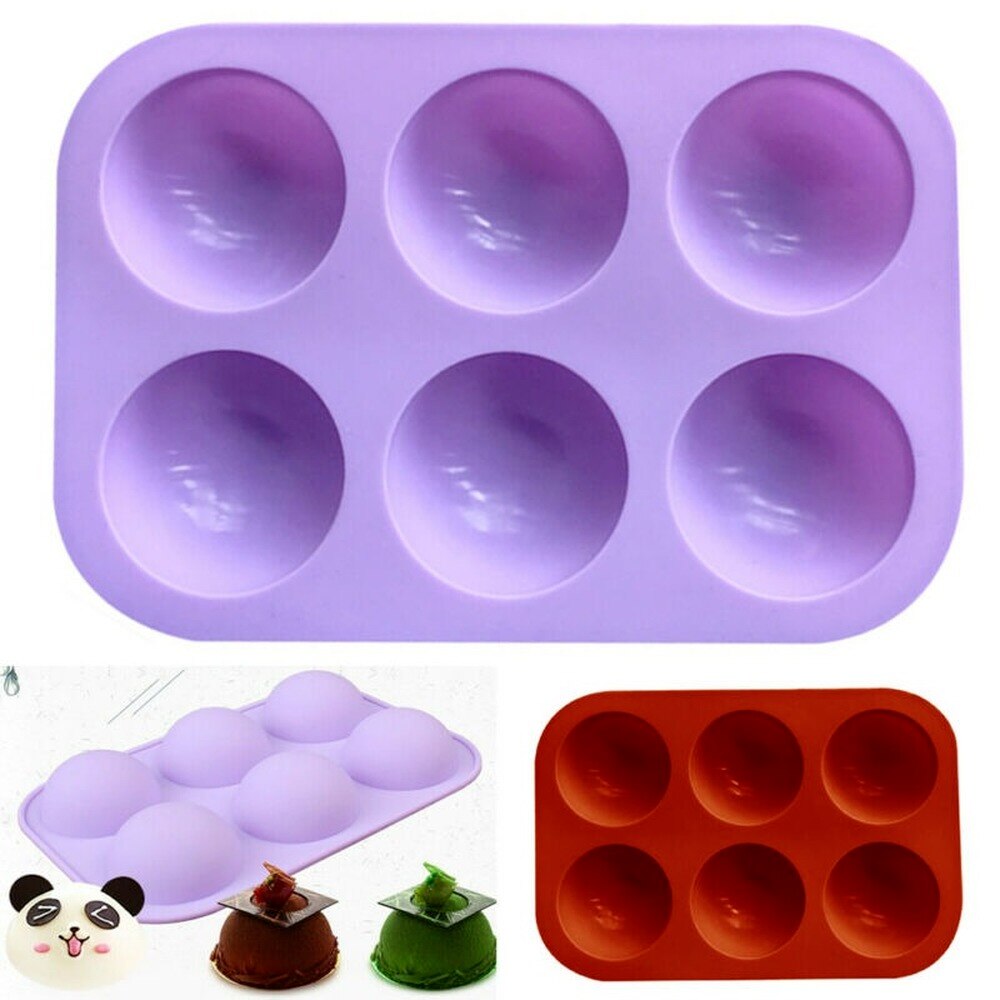 6 Cavity Half Ball Sphere Cake Silicone Mold Chocolate Cupcake Baking Pan Mould