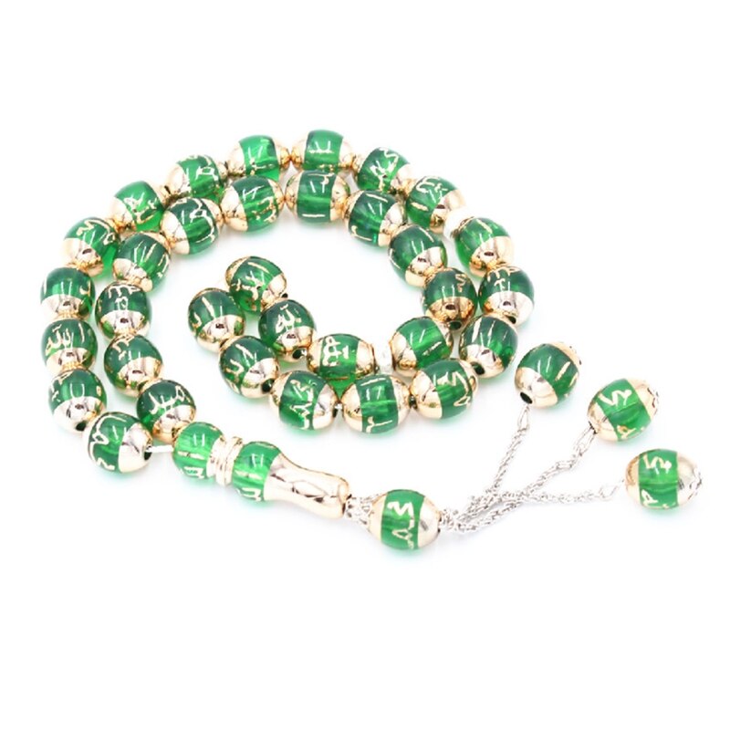 Musulmano Tasbih 33 perline Islam preghiera rosario culto islamico preghiera Misbaha cerimonia religiosa Eid Ramadan regalo: green
